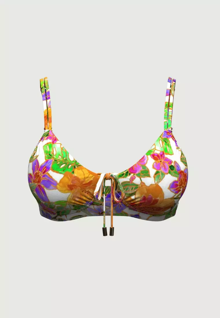 Tropadelic Island White Plus Cup Tie Front Bikini Top