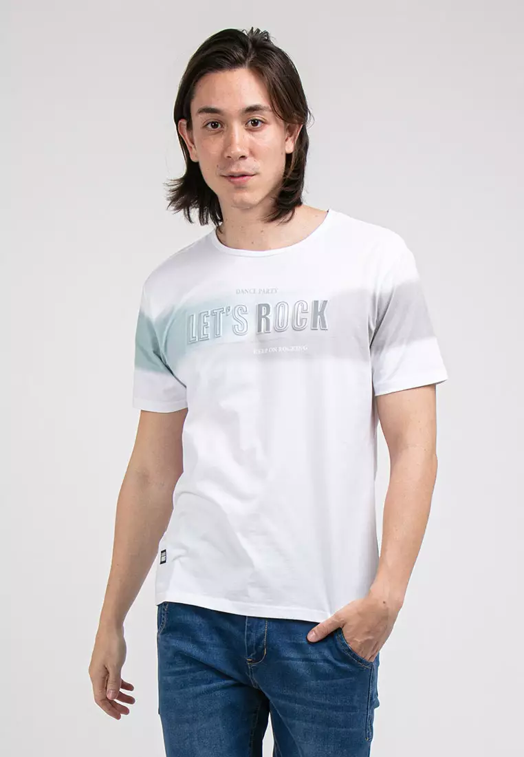 Forest Stretchable Cotton 3D Effects Round Neck Tee Men - 23776-02White