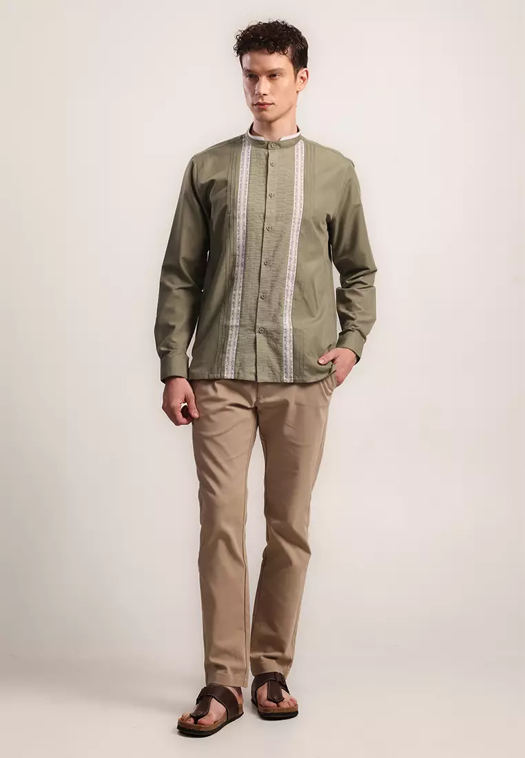 MOC Kemeja Koko Lengan Panjang Pria Jannah - Olive