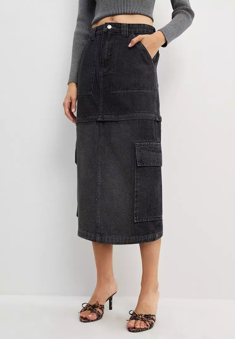 Buy Pomelo Convertible Zip-Off Cargo Skirt Dark Grey 2025 Online