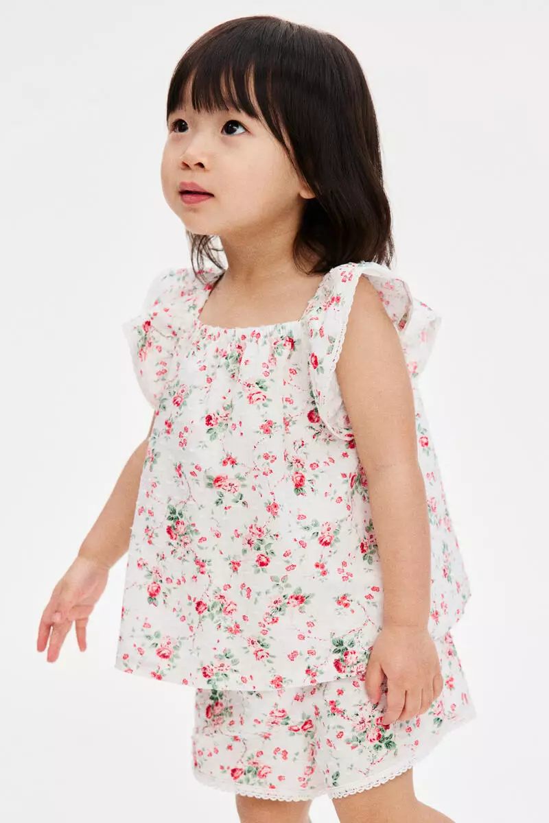 2-piece floral-print plumeti set