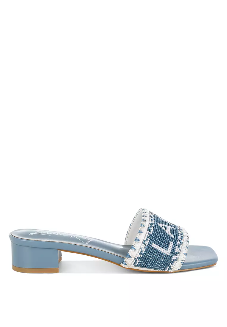 Discount on London Rag  shoes - SKU: Bead-Studded Slip-On Heels In Blue