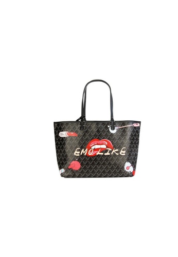 Buy Emo Korean Fashion Brand Canine Graffiti Pattern Totebag Large Black Online Zalora Malaysia