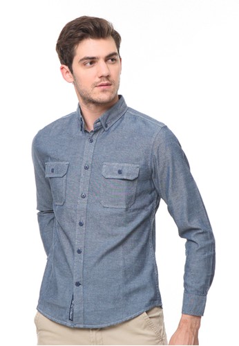 Jual Osella  baju pria kemeja  lengan panjang Grey Original 