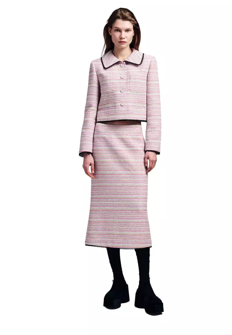 ●Mardi Mercredi●SPRING TWEED JACKET & SKIRT SET MARDI MERCREDI Spring Tweed Cropped Jacket in Lace Ivory