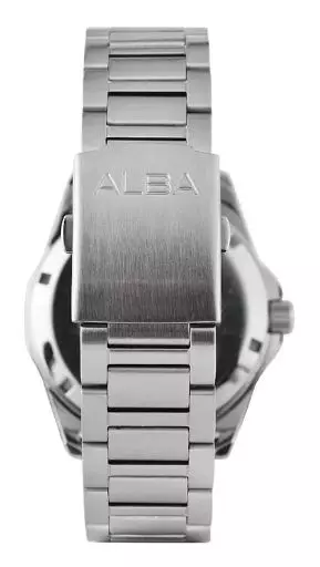 Jam Tangan Pria Alba Mechanical AL4543 AL4543X1 Automatic Strap Stainless Steel Silver Color Men Batman Blue Black Gradation Dial Original Garansi Resmi