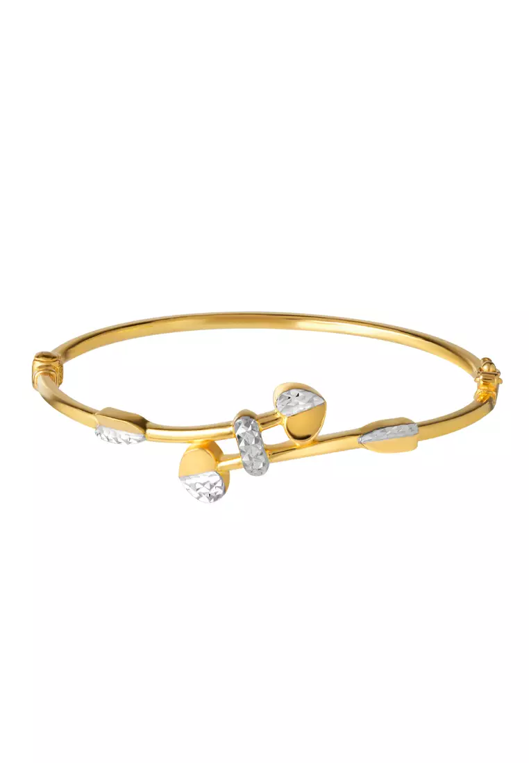 TOMEI Dual-Tone Love Arrow Bangle, Yellow Gold 916