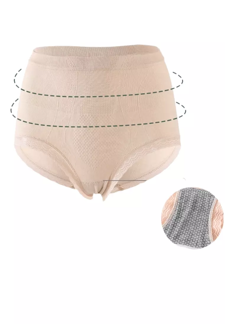 Buy Love Knot High Waisted Tummy Compression Cotton Lace Panty (Beige) in  Beige 2024 Online