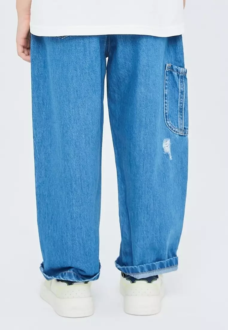 马拉丁男牛仔长裤牛仔浅蓝夏季裤