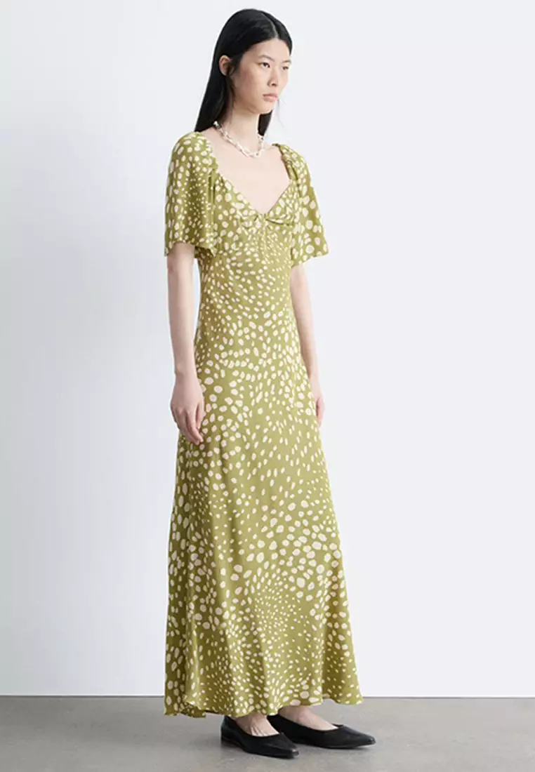 Flutter-Sleeve Midi Dress