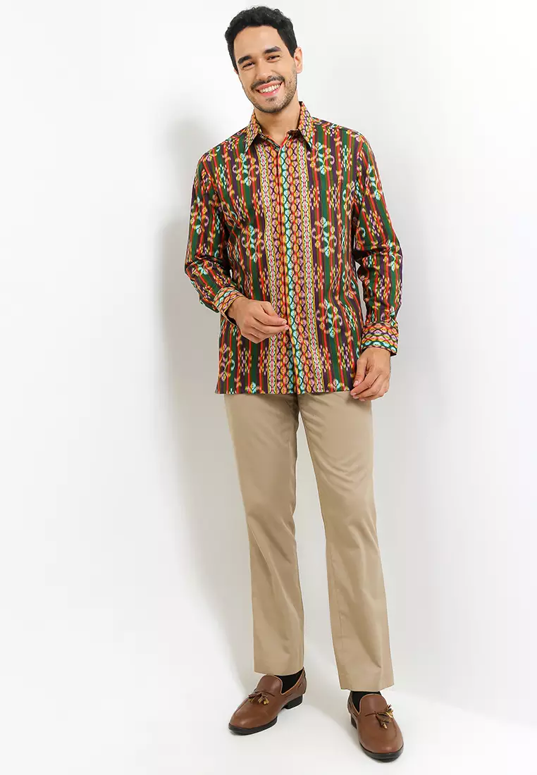 Kemeja Body Fit Batik Lurik Tenun