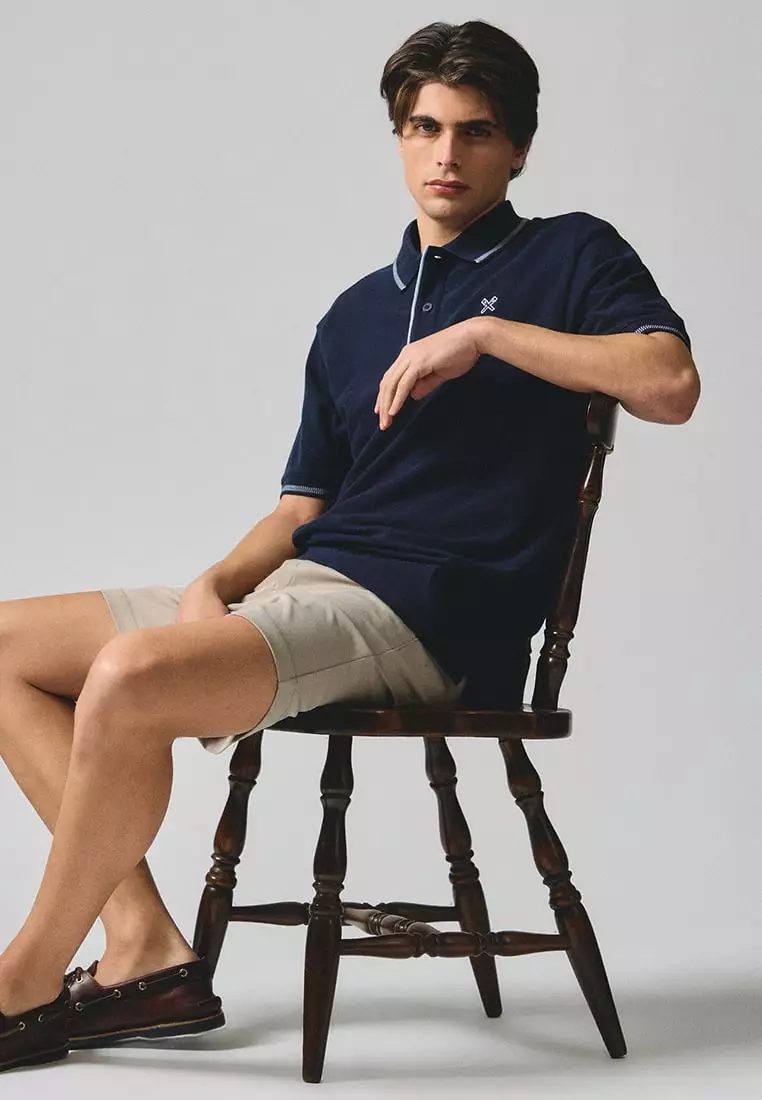 Regular Fit Polo Shirt With Contrast Chest Embroidery In Pique