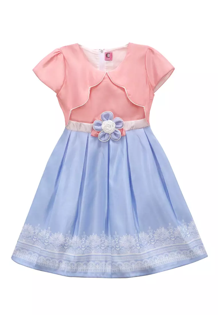 Two Mix Baju Anak Perempuan - Dress Anak Fashion Bahan Satin Usia 1-12 Tahun 4273