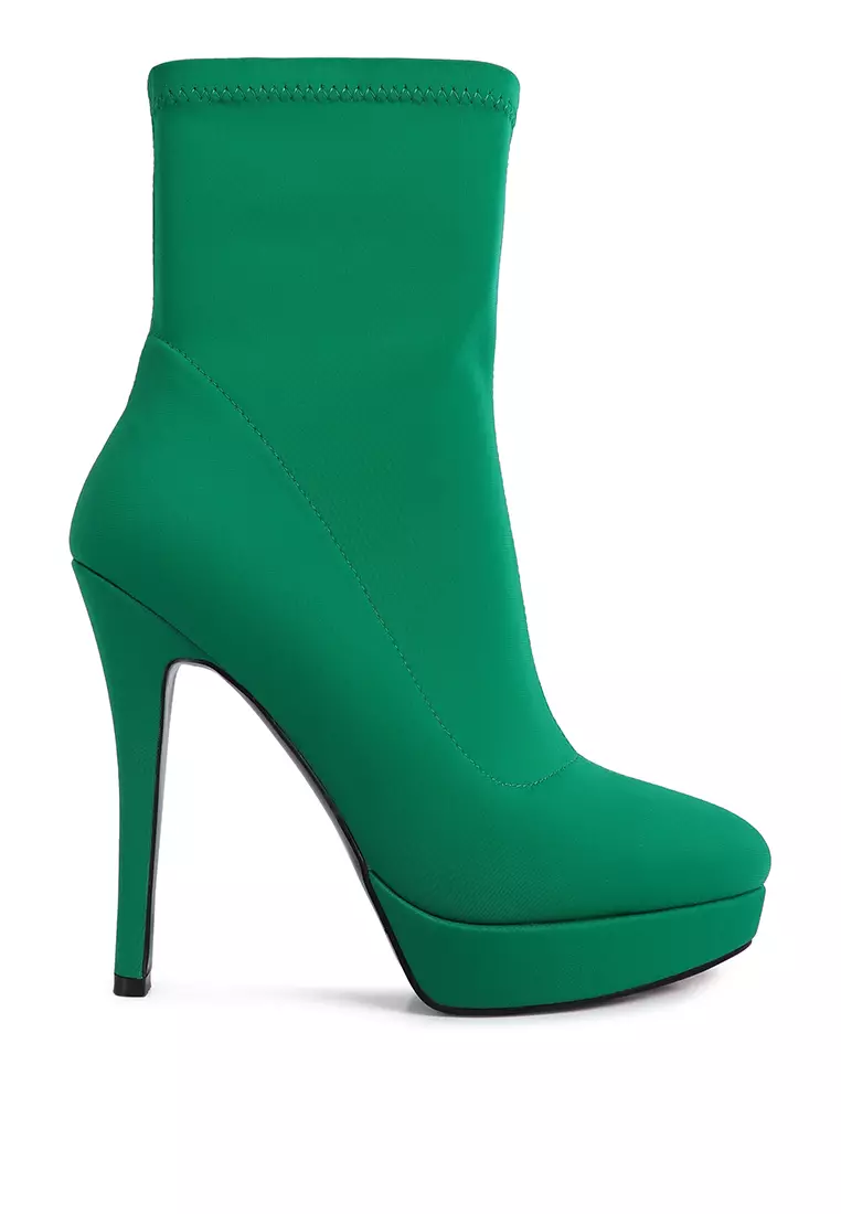 Discount on London Rag  shoes - SKU: Green High Heeled Lycra Ankle Boot