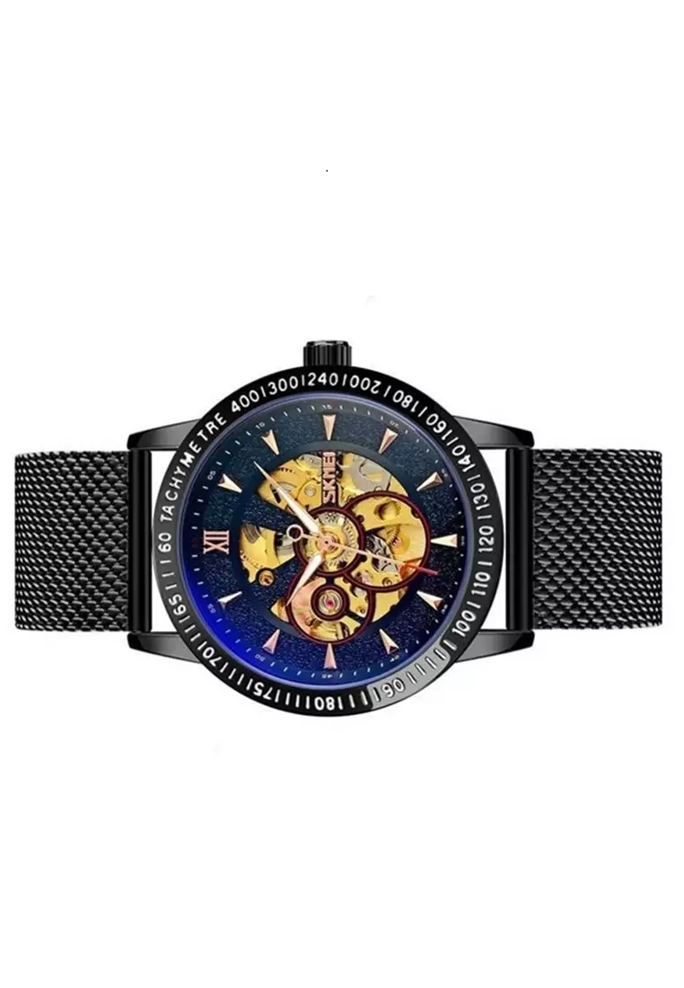 Jam Tangan Mechanical Pria Automatic Movement Waterproof Starp Tali Stainless Steel LW29 ORIGINAL