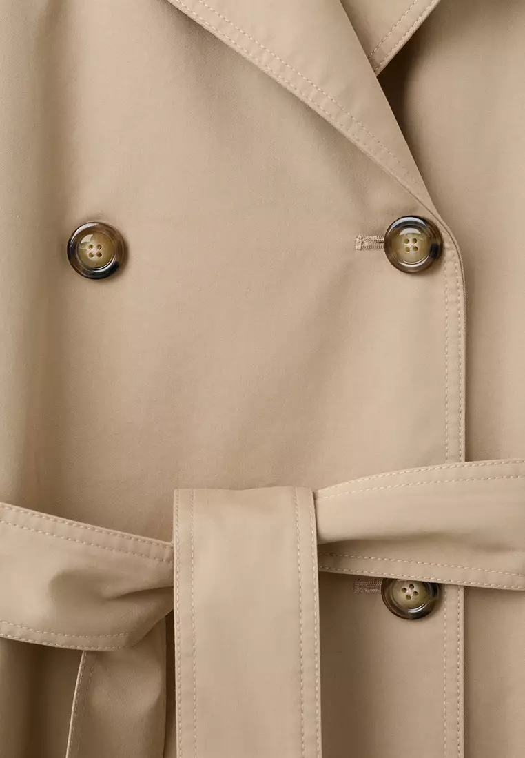 Long Double-Breasted Trench Coat