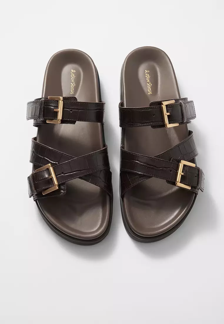Cross-Strap Leather Sandals