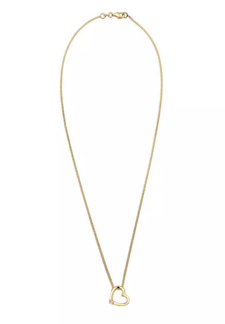 Kalung Perhiasan Perak 925 Wanita Heart Crystals Gold Plated