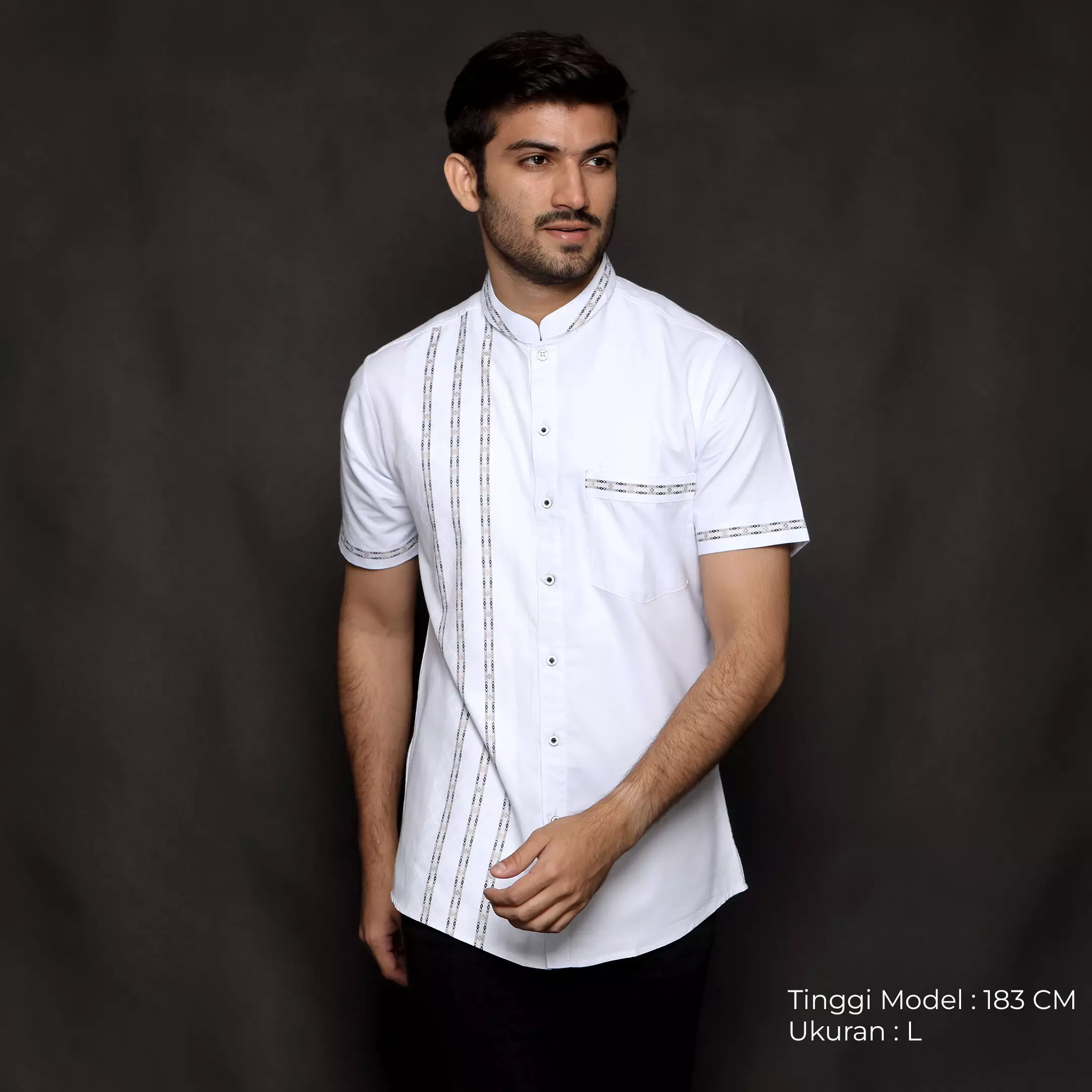 Casella Baju Koko Pria Lengan Pendek Exclusive | Baju Koko Azhar Lengan Pendek 4076 White
