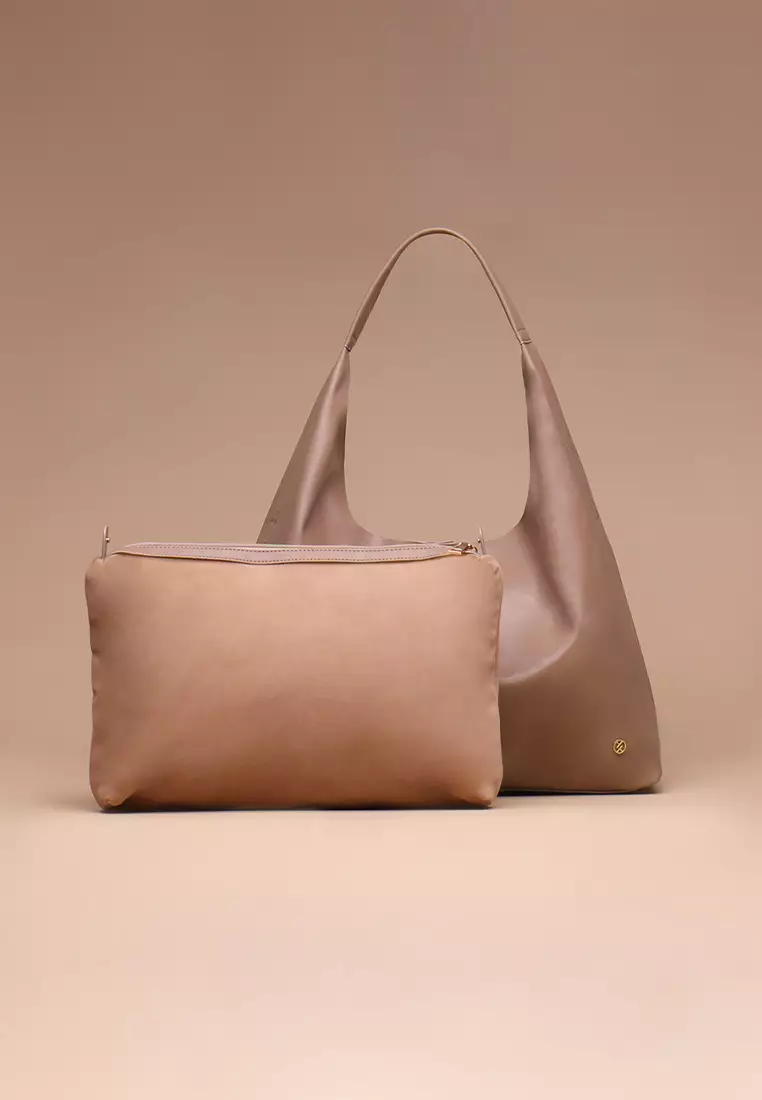 Silvertote Tas Bahu Wanita Allene Vegan Leather Hobo Mocca