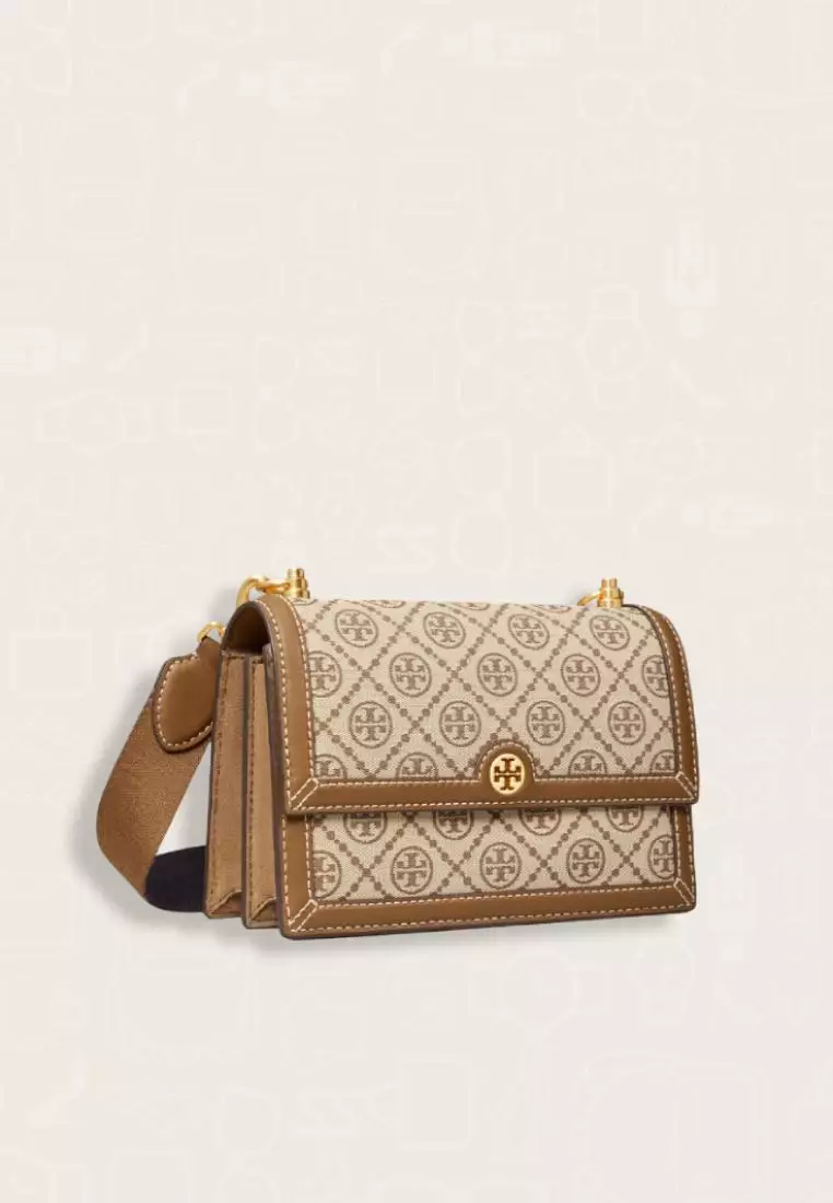 Tory Burch T Monogram Jacquard Small Shoulder Bag Hazelnut