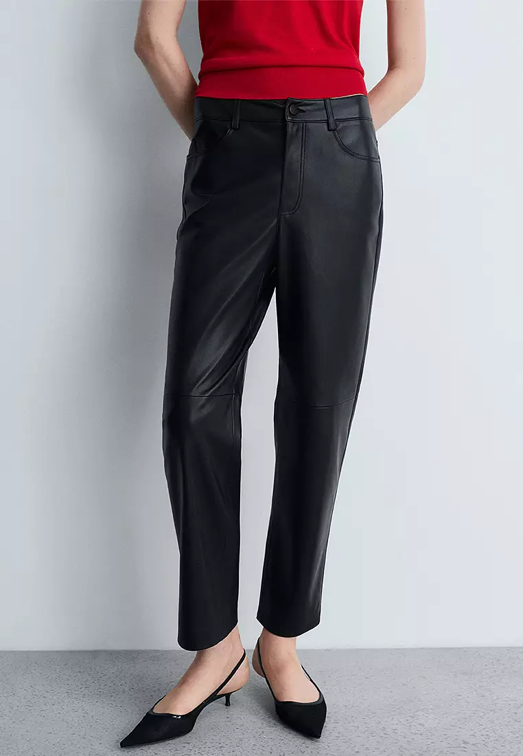 Mango leather trousers top
