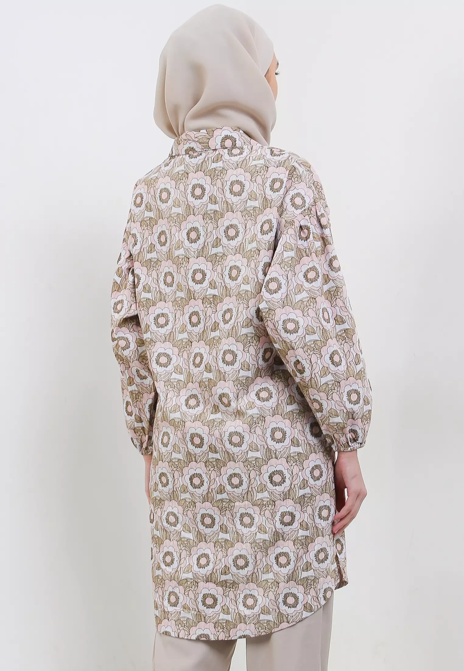 MFMW Auraura Tunik Pink motif Print Bunga