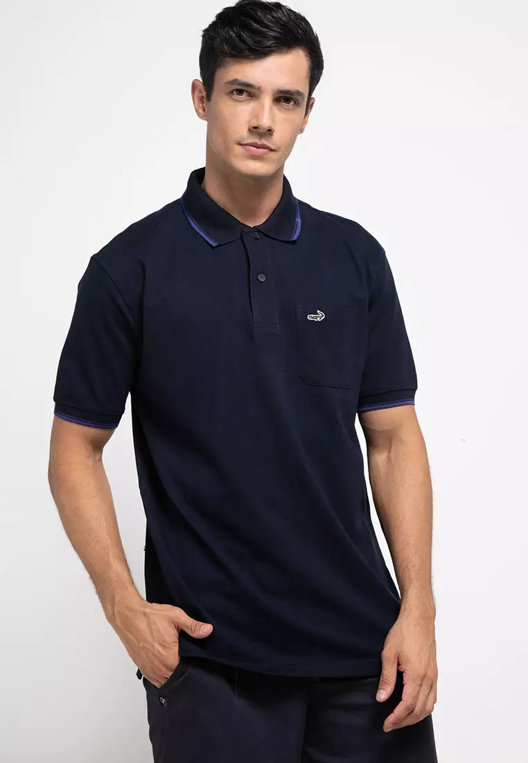 Crocodile COLE Midnight Blue Baju Kaos Kerah Pria Men Polo Relax Fit