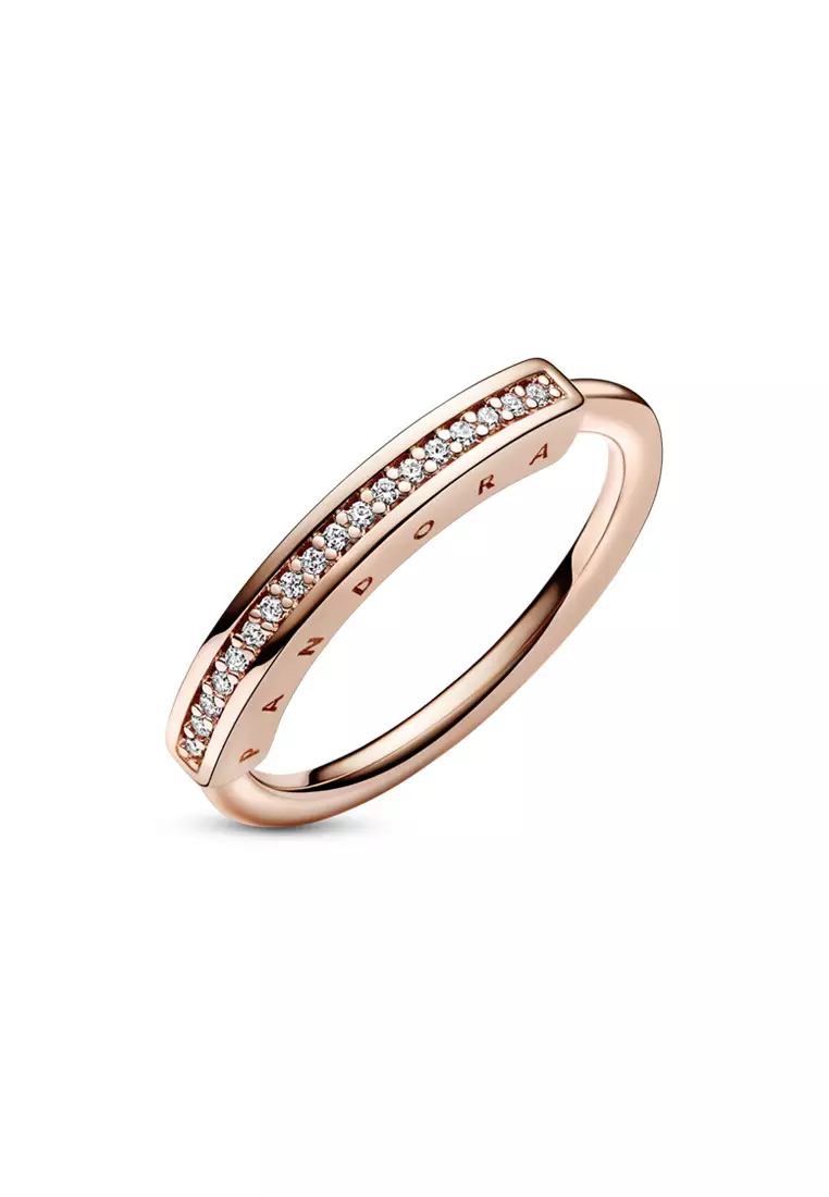 Pandora rose gold signature ring on sale