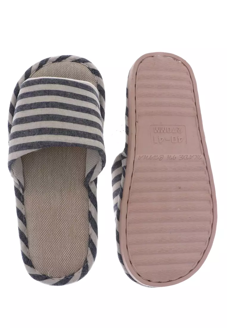 Asher Sandal Selop Wanita Comfy Kain Indoor Size 40/41 Material Linen ORIGINAL - Blue