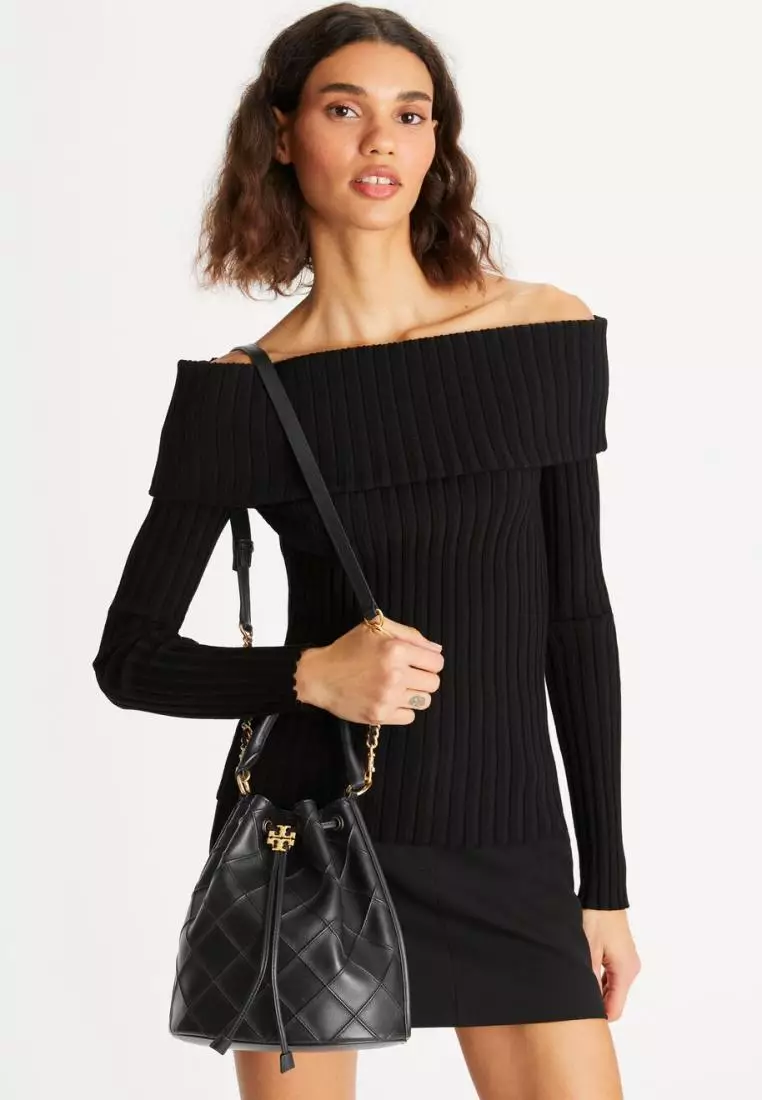 Jual TORY BURCH Tory Burch Large Fleming Soft Bucket Bag Black