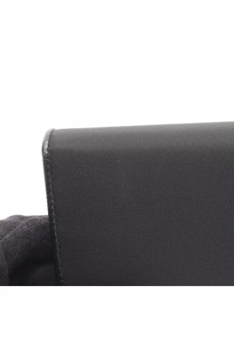 Pre-Loved Prada TESSUTO Bi-fold Long Wallet Nylon leather black