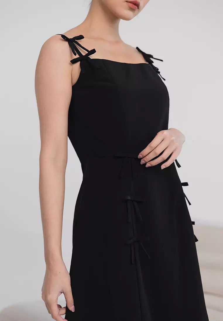 Monet Bow Mini Dress in Black