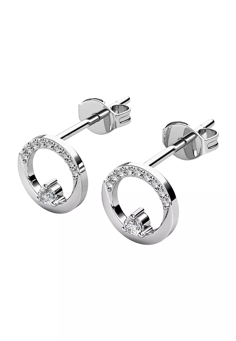 Her Jewellery Clarine Earrings (White Gold) - Luxury Crystal Embellishments plated with 18K Gold