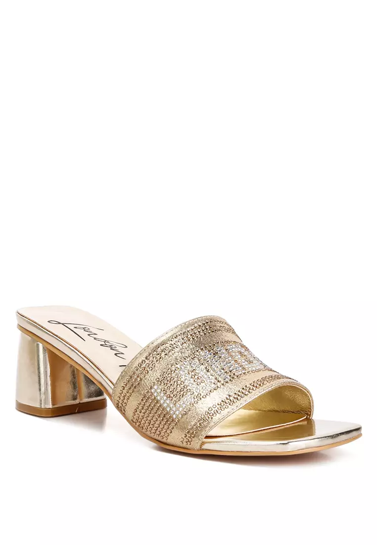Gold Rhinestone Embellished London Sandals