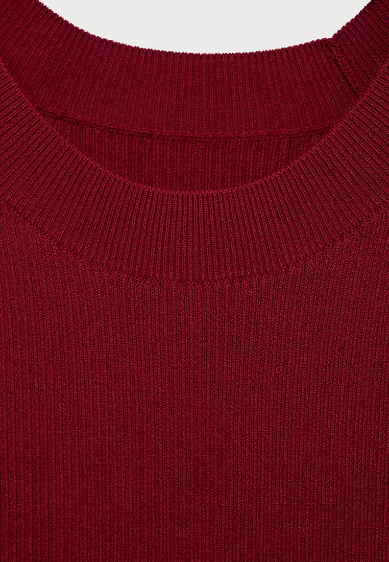 Ribbed-Knit Short-Sleeved Sweater