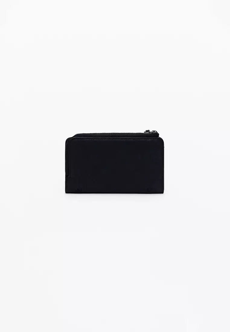 Medium embroidered faux leather wallet