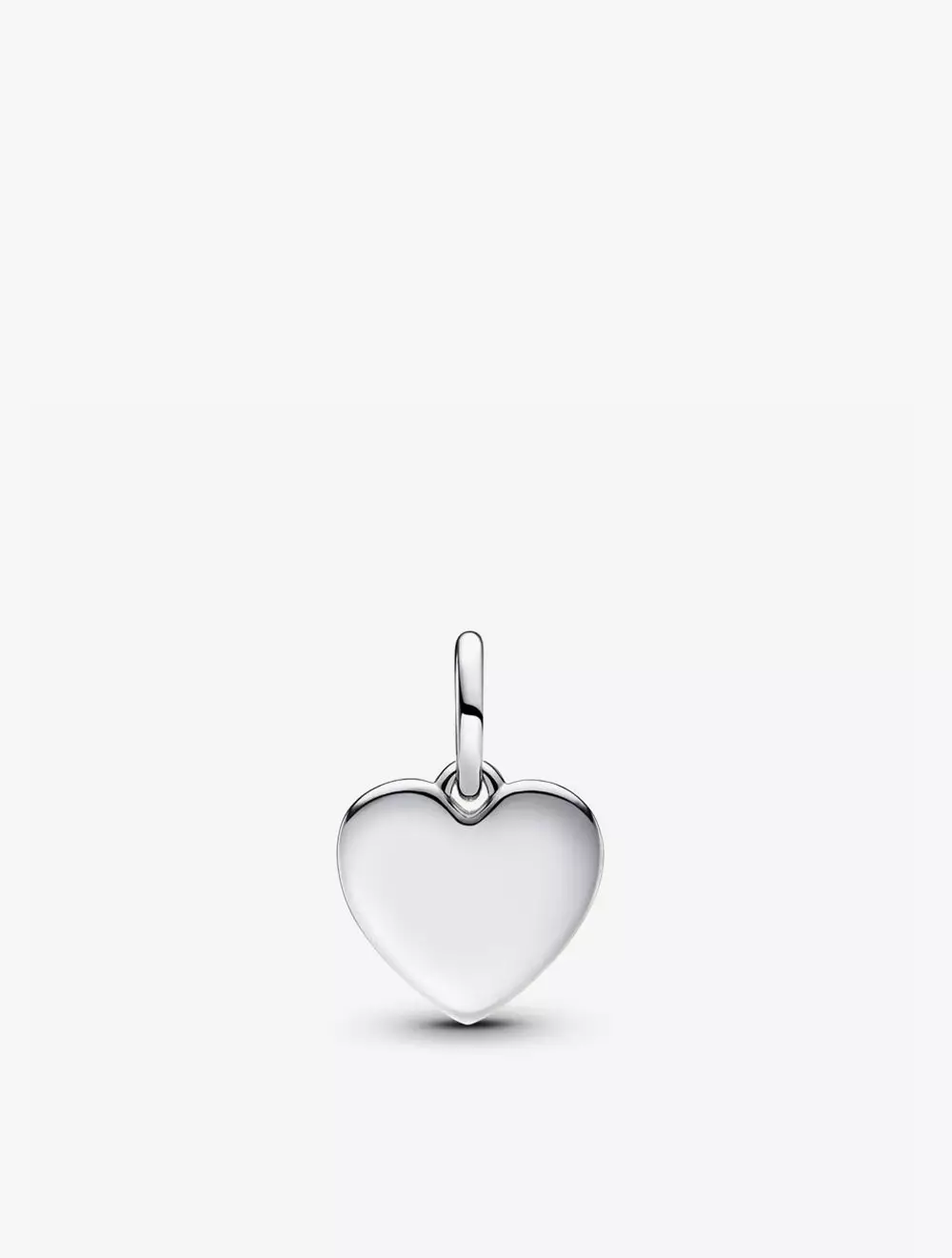 Engravable love heart sterling silver dangle with clear cubic zirconia