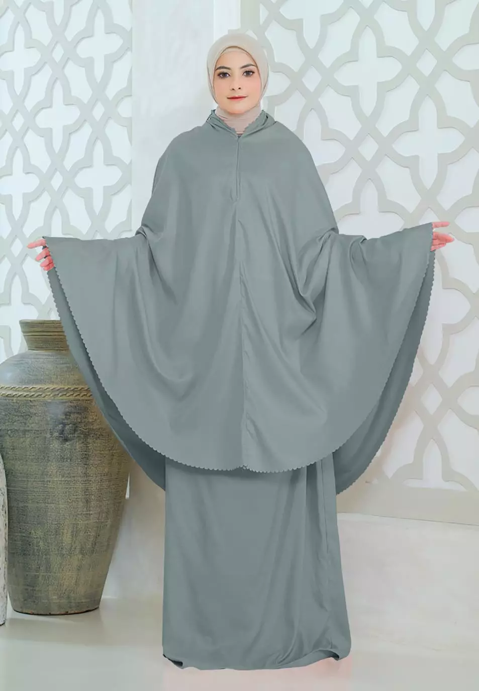 Zelena - Mukena Basic Sabira Lasercut 2in1 Prayer Set - Dewasa