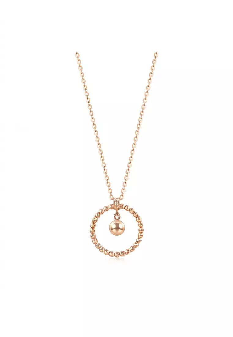Delicate Gold 18K Rose Gold Bead in Hoop Necklace for Women 92689N