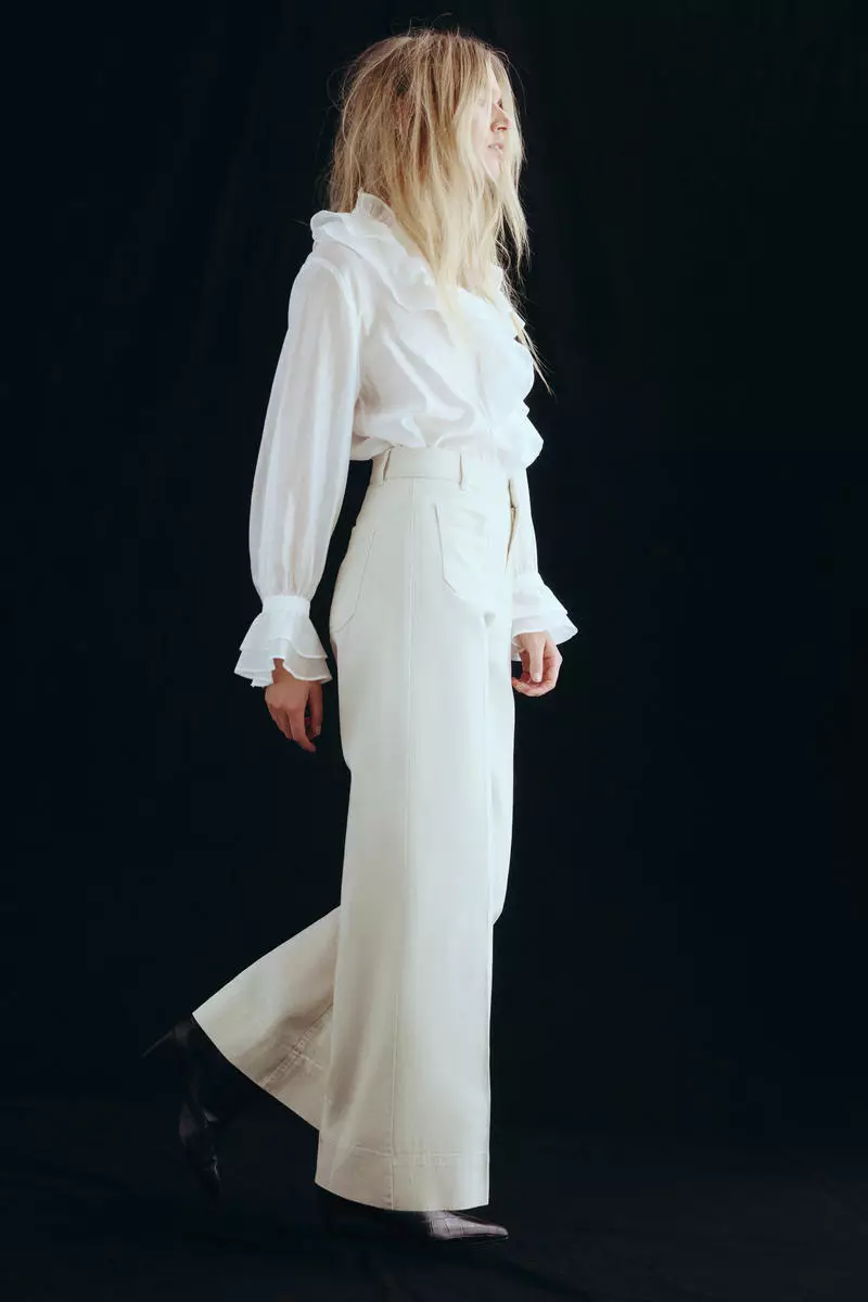 Wide twill trousers