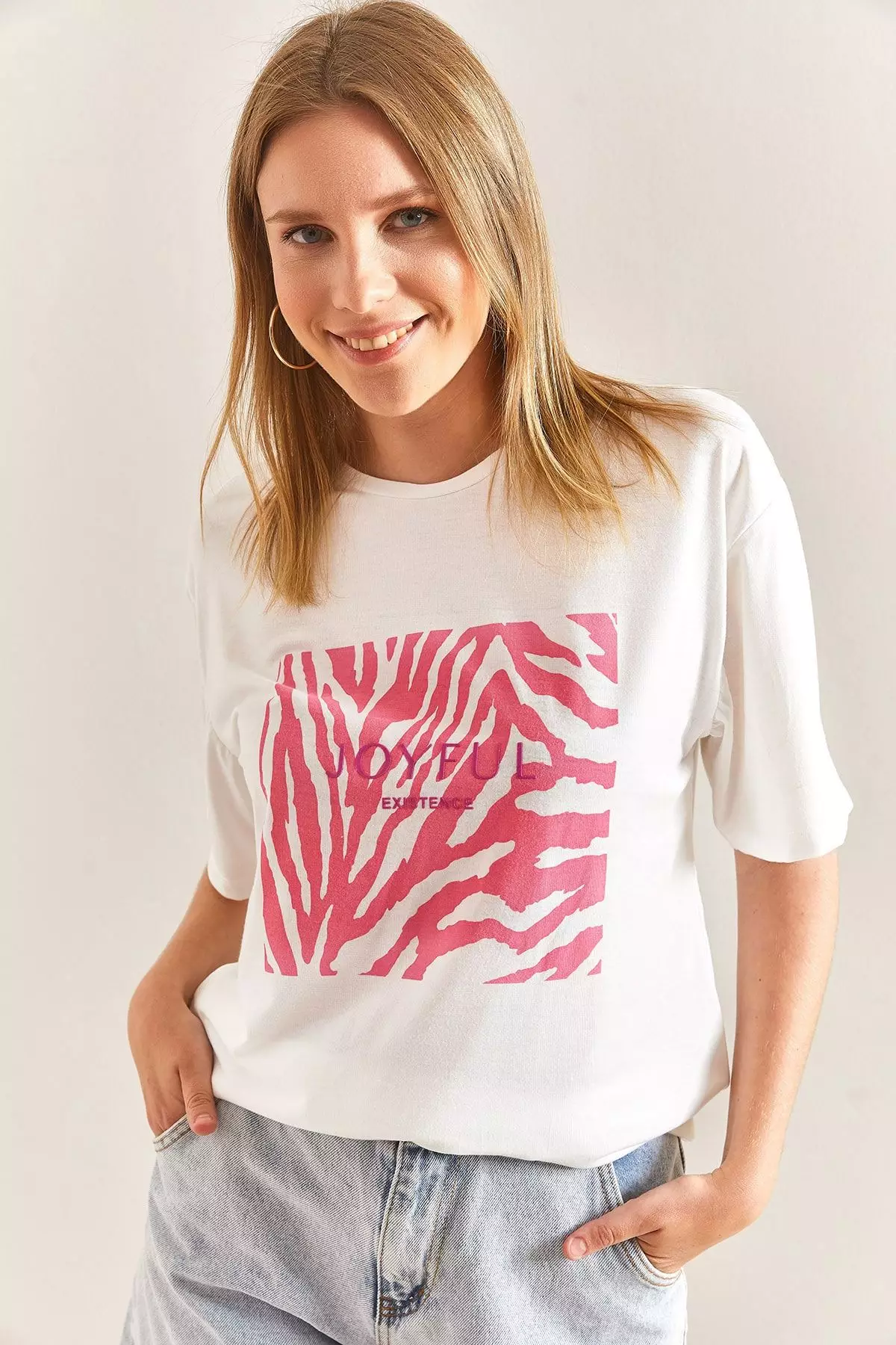 Women's Patterned Combed Cotton Tshirt