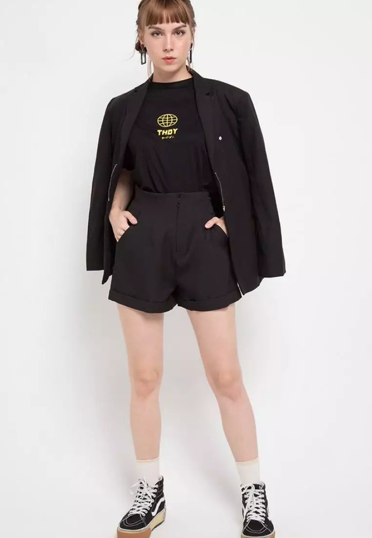 LTB89 Kaos T-shirt Wanita MM world thdy yellow Hitam