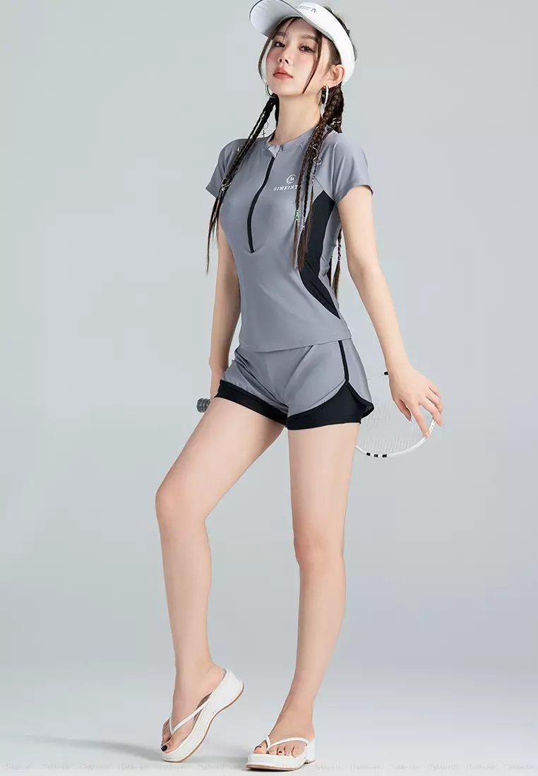 Buy Its Me (2pcs) Fashion Ins Short-Sleeved Split Swimsuit Online