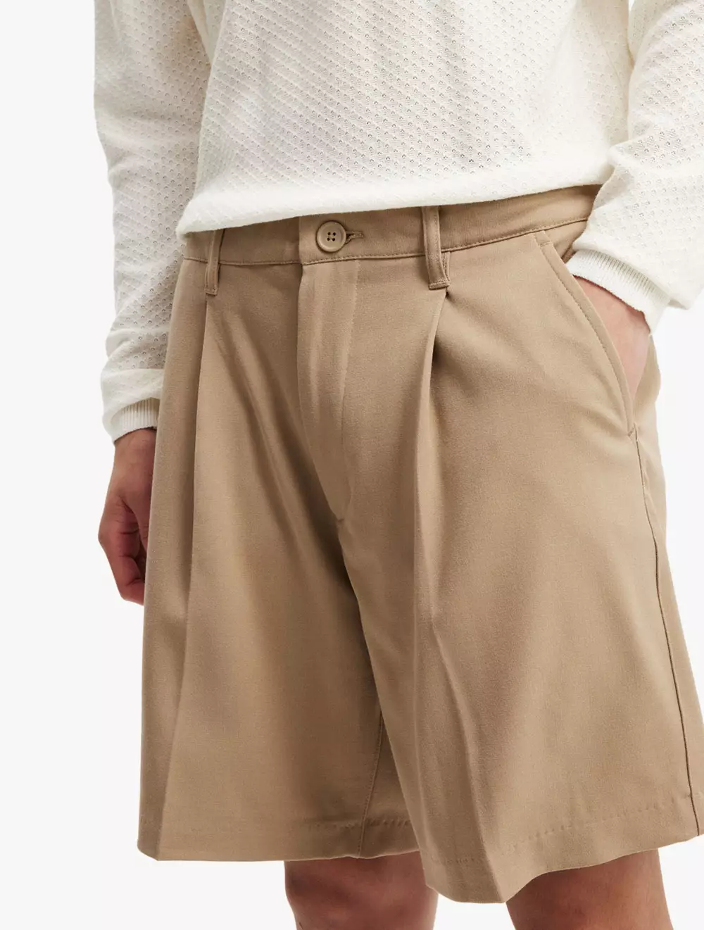 Cotton On - SHORTS - Pleated Short - LIGHT CAMEL SUITING