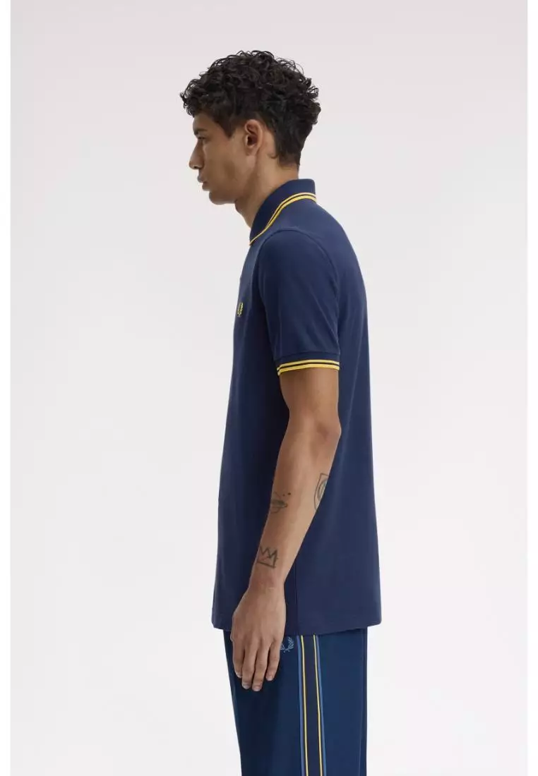 Fred Perry M3600 Twin Tipped Fred Perry Shirt (Tennis Blue / Lemon Barley / Lemon Barley)