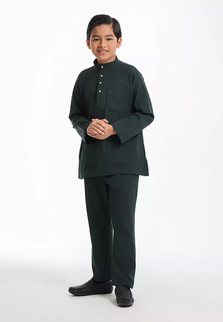Alain Delon Baju Melayu Cekak Musang Budak - 19026501-49DarkGreen