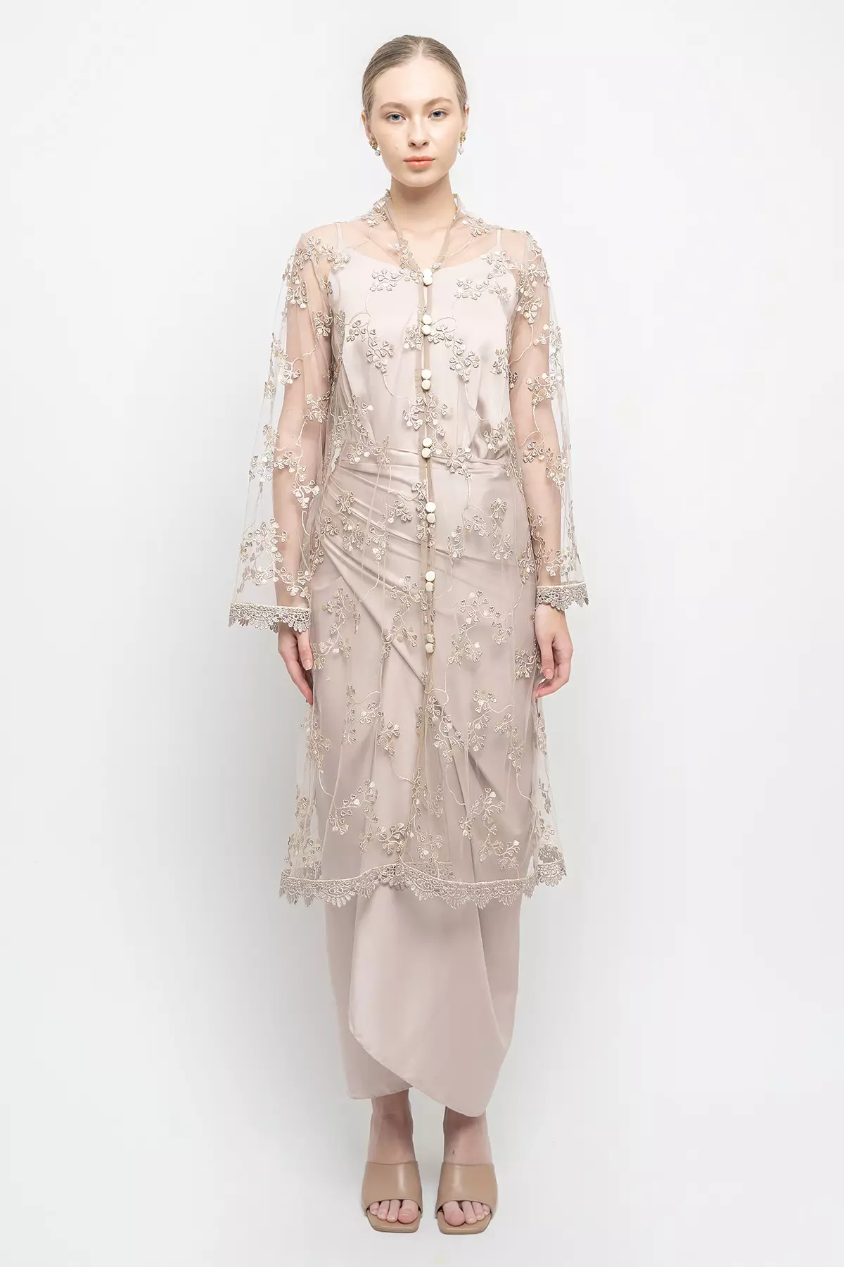 Raina Kebaya Top in Nude Pink