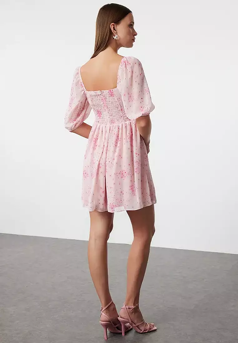 Balloon Sleeve Mini Dress