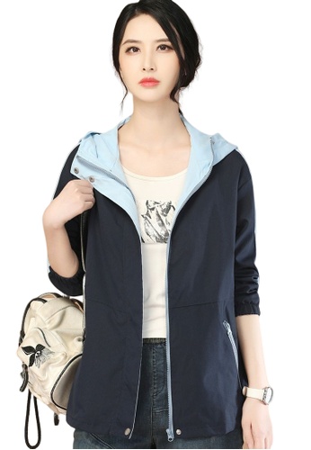 A-IN GIRLS navy Stylish Versatile Hooded Jacket 8E8F8AA0FB09DDGS_1